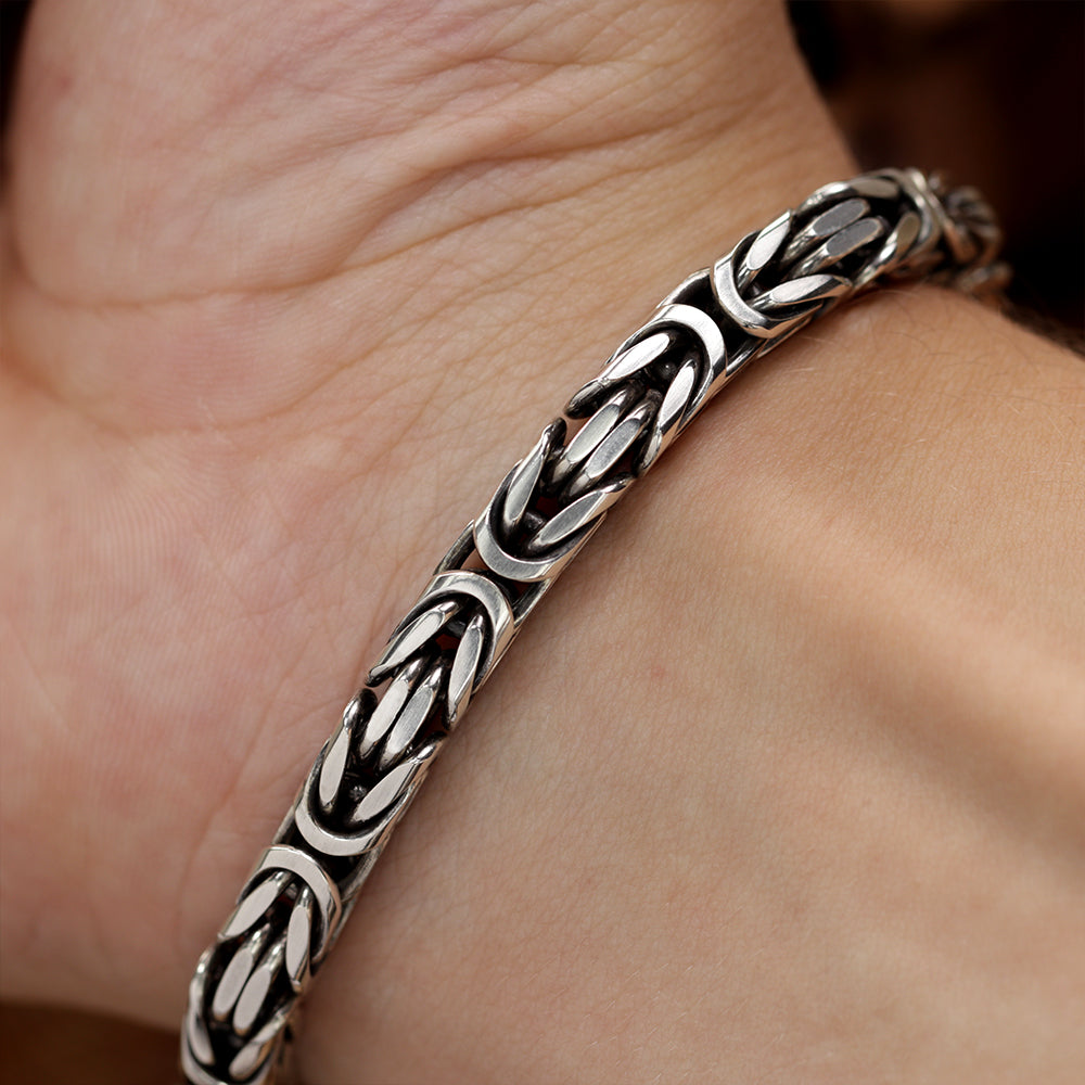 Handmade Imperio chain Byzantine bracelet photographed close-up for texture and detail.