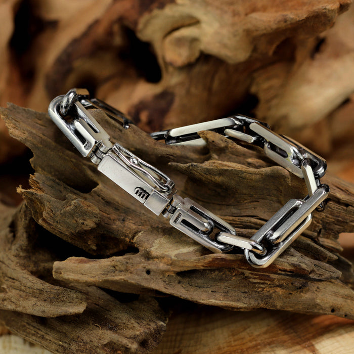 Pulsera Atlas Anchor de plata de ley 925 hecha a mano para hombre.