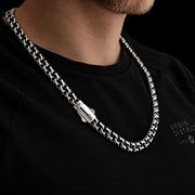 Crescent Halskette aus 925 Sterling Silber mit markanter 10 mm breiter Gliederstruktur