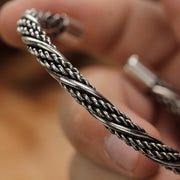 Bracciale rigido Mjölnir in argento sterling 925, realizzato a mano